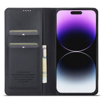 LC.IMEEKE L1 Series for iPhone 15 Pro Case PU Leather Wallet Stand Protective Phone Cover