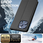 LC.IMEEKE L1 Series for iPhone 15 Pro Case PU Leather Wallet Stand Protective Phone Cover