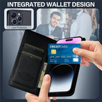 LC.IMEEKE L1 Series for iPhone 15 Pro Case PU Leather Wallet Stand Protective Phone Cover