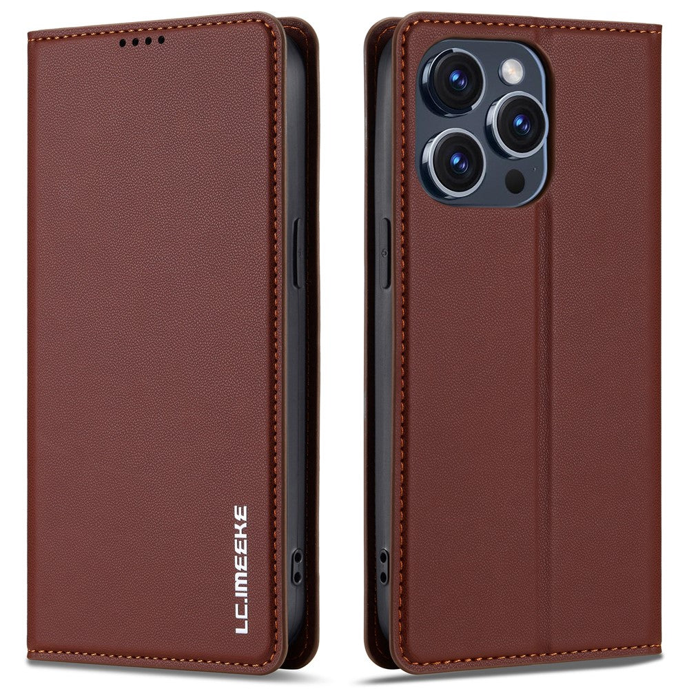 LC.IMEEKE L1 Series for iPhone 15 Pro Case PU Leather Wallet Stand Protective Phone Cover