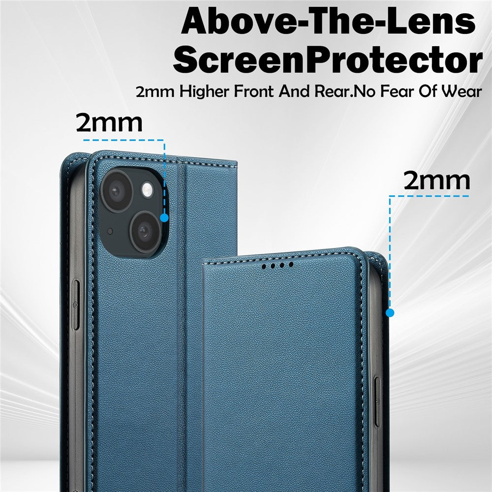 LC.IMEEKE L1 Series for iPhone 15 Case PU Leather Wallet Stand Protective Phone Cover
