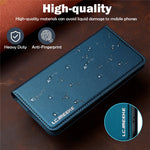 LC.IMEEKE L1 Series for iPhone 15 Case PU Leather Wallet Stand Protective Phone Cover