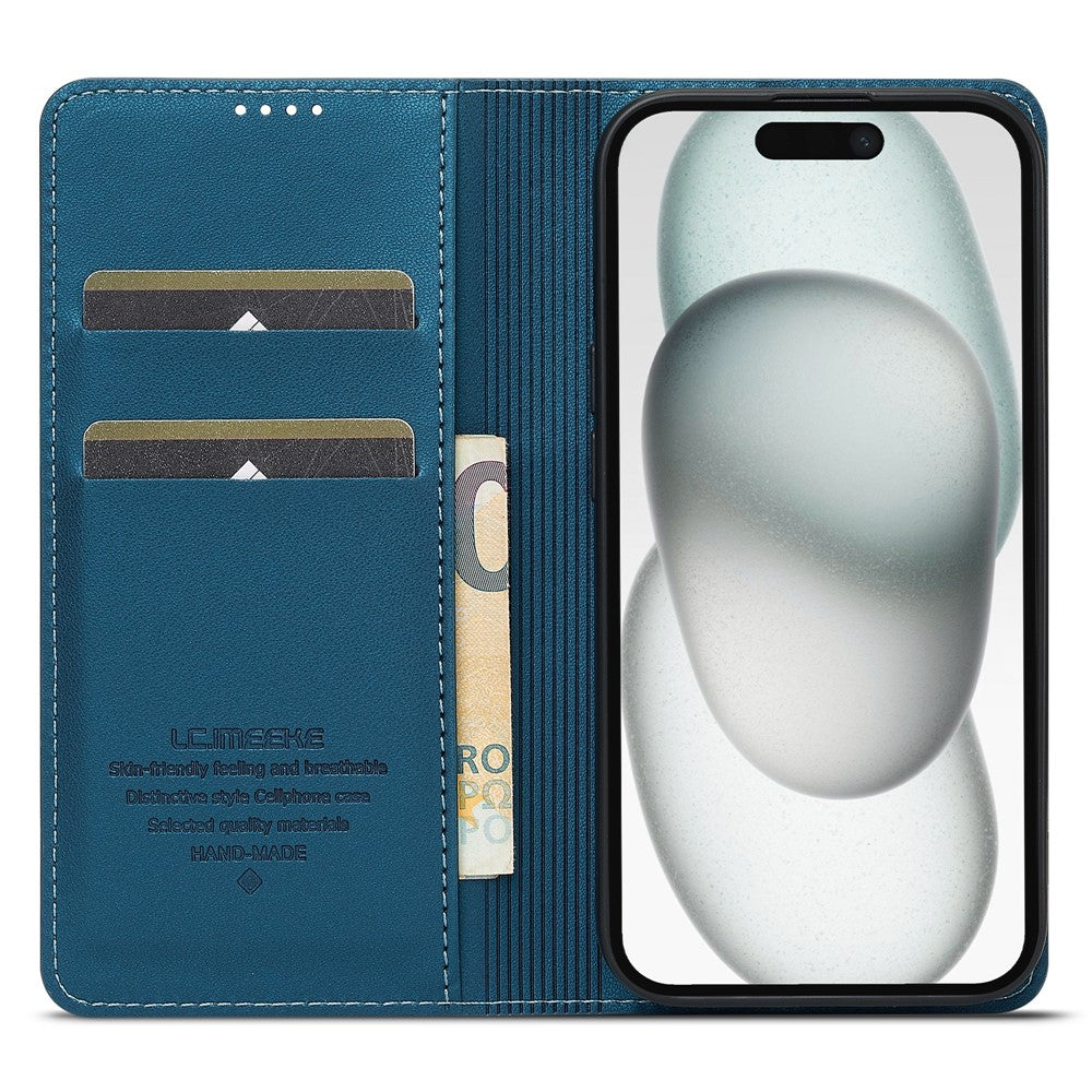 LC.IMEEKE L1 Series for iPhone 15 Case PU Leather Wallet Stand Protective Phone Cover