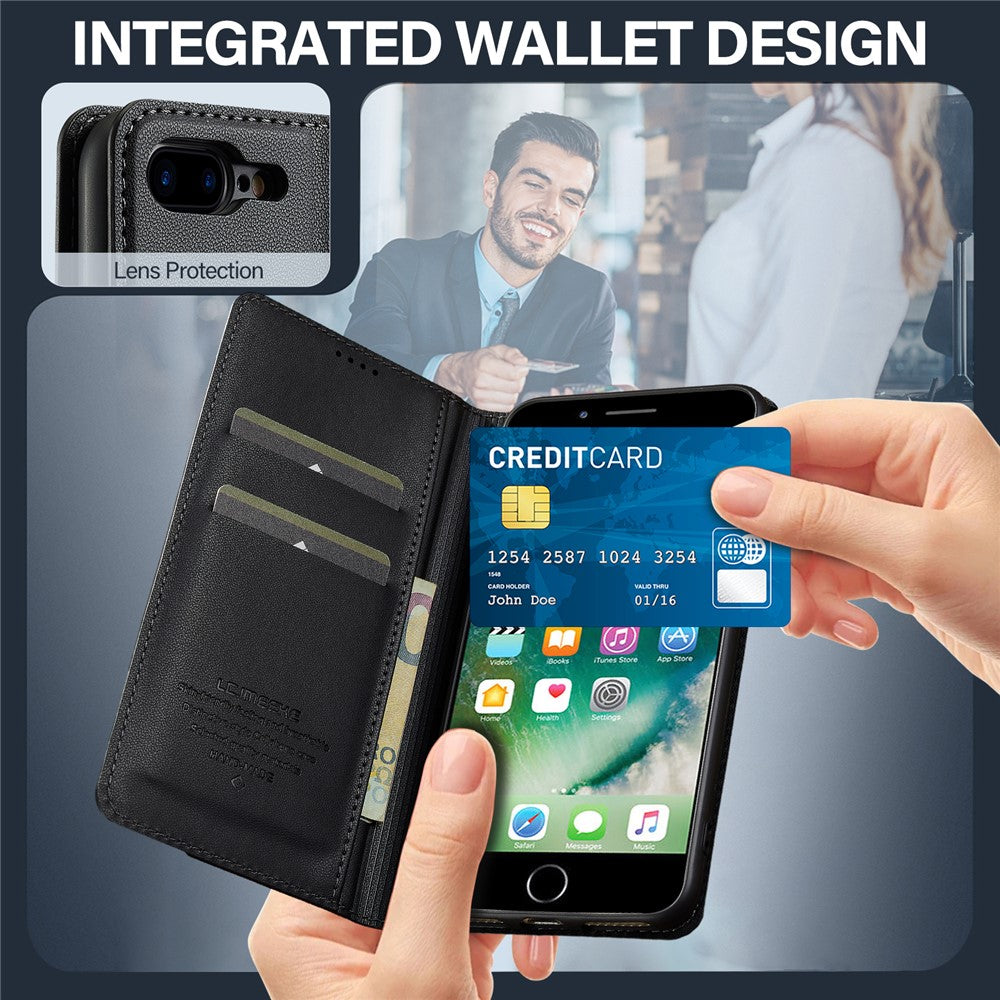 LC.IMEEKE L1 Series for iPhone 8 Plus / 7 Plus Case PU Leather Wallet Stand Protective Phone Cover