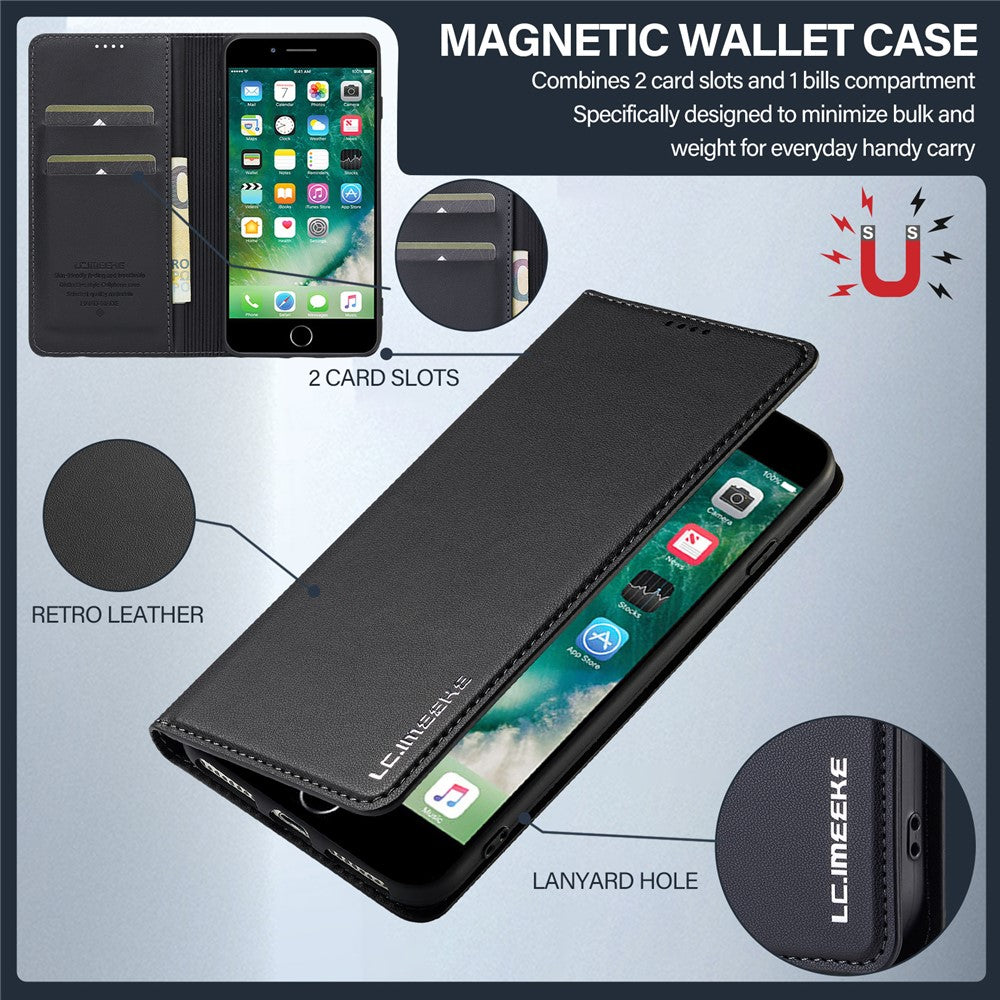 LC.IMEEKE L1 Series for iPhone 8 Plus / 7 Plus Case PU Leather Wallet Stand Protective Phone Cover