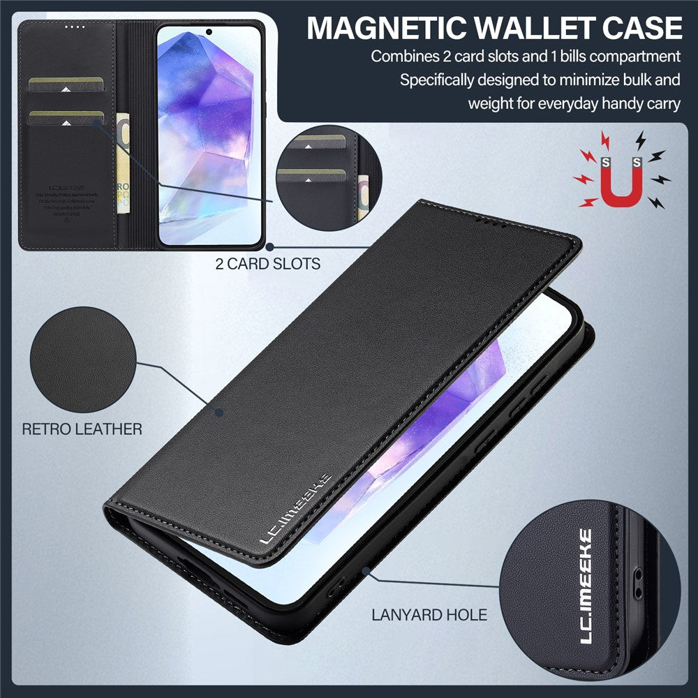 LC.IMEEKE L1 Series til Samsung Galaxy A35 5G Etui PU Læder Wallet Stativ Beskyttende Telefoncover