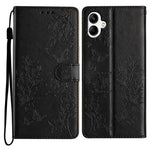 Til Samsung Galaxy A06 4G Pung Telefonetui Sommerfugl Blomsterpræg Læder Flip Cover