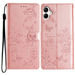 Til Samsung Galaxy A06 4G Pung Telefonetui Sommerfugl Blomsterpræg Læder Flip Cover