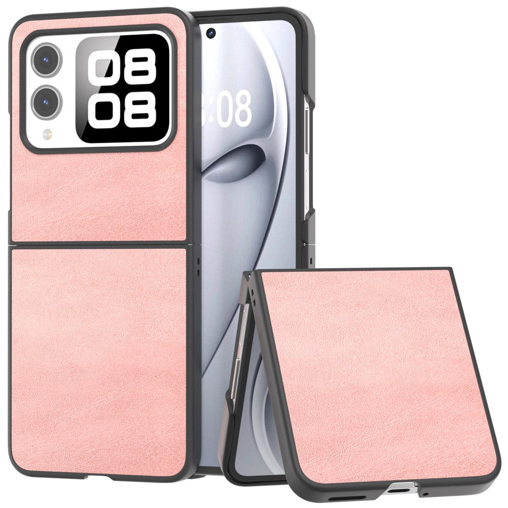 Huawei Nova Flip 5G-skal i kohud med hårt PC+PU-skyddande mobilfodral