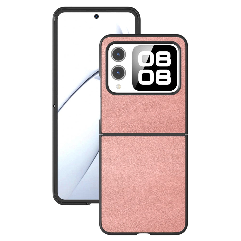 Huawei Nova Flip 5G-skal i kohud med hårt PC+PU-skyddande mobilfodral