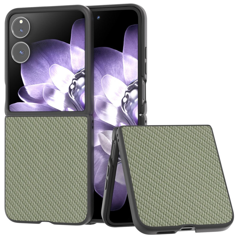 Xiaomi Mix Flip 5G-skal i kolfiberstruktur med PU+PC-fodral