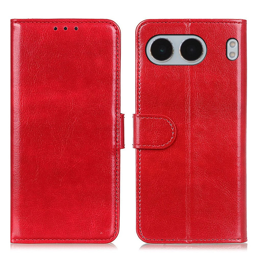 OnePlus Nord 4-skal Crazy Horse Texture PU-lädermobilstativ