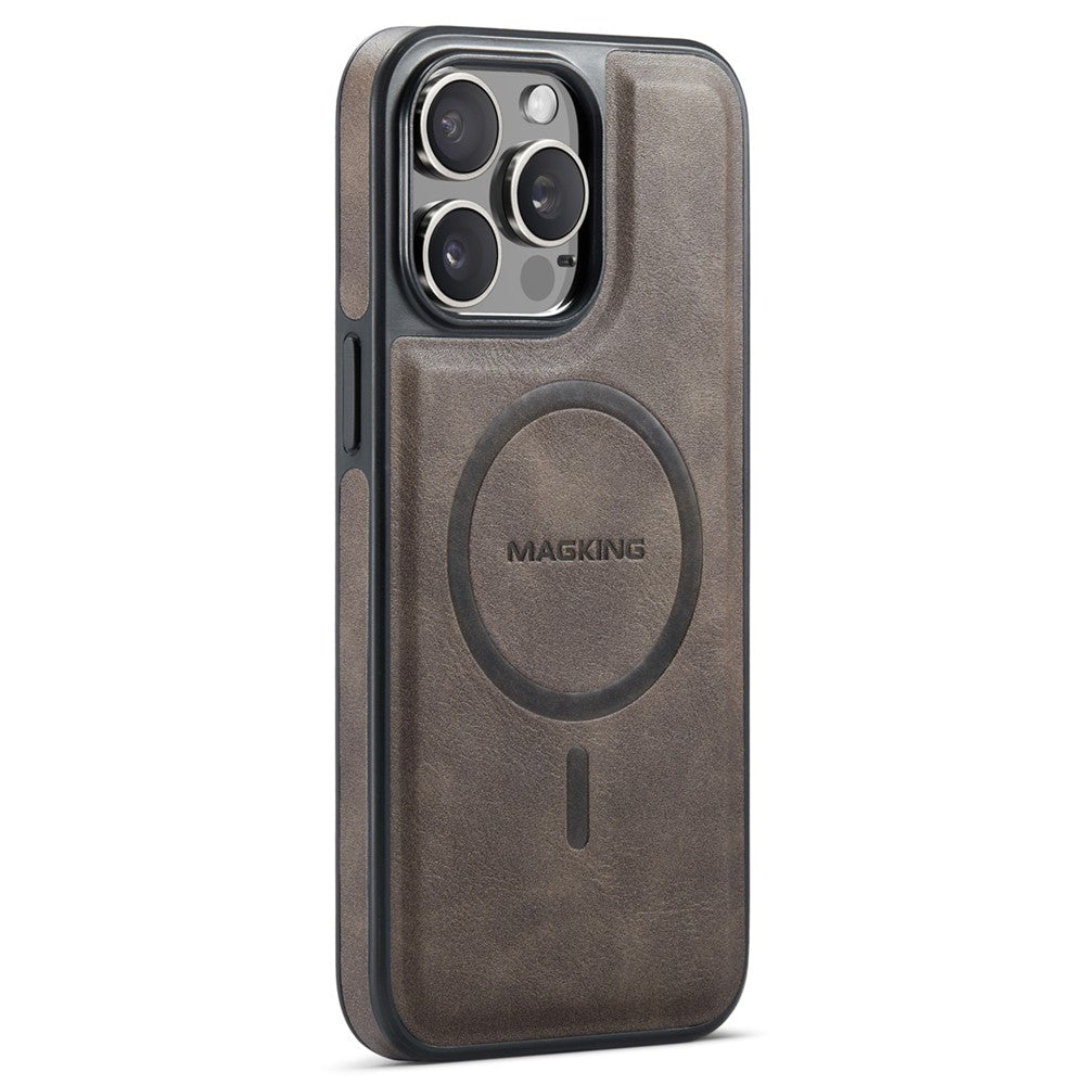 MAGKING K1 Series For iPhone 15 Pro Max Magnetic Case PC+TPU+PU Leather Shockproof Phone Cover