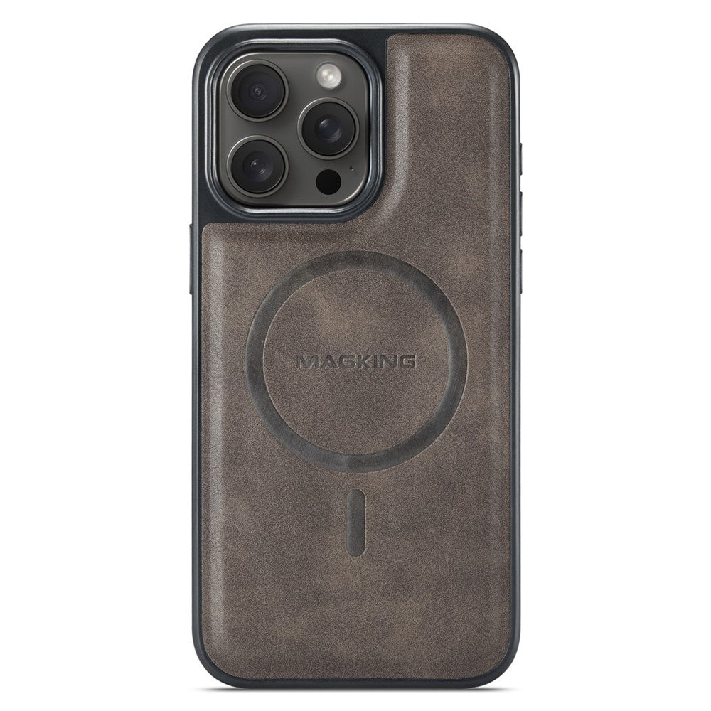 MAGKING K1 Series For iPhone 15 Pro Max Magnetic Case PC+TPU+PU Leather Shockproof Phone Cover