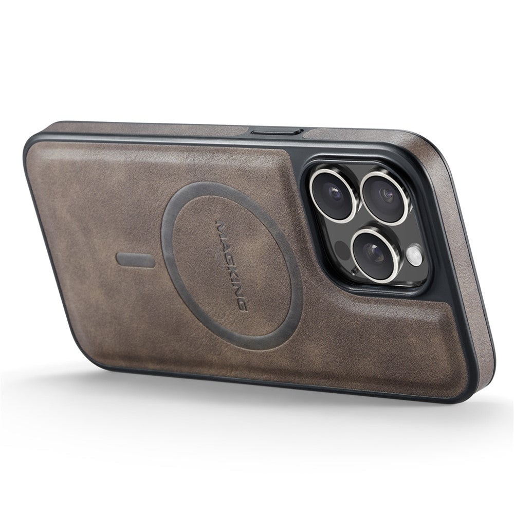 MAGKING K1 Series For iPhone 15 Pro Max Magnetic Case PC+TPU+PU Leather Shockproof Phone Cover