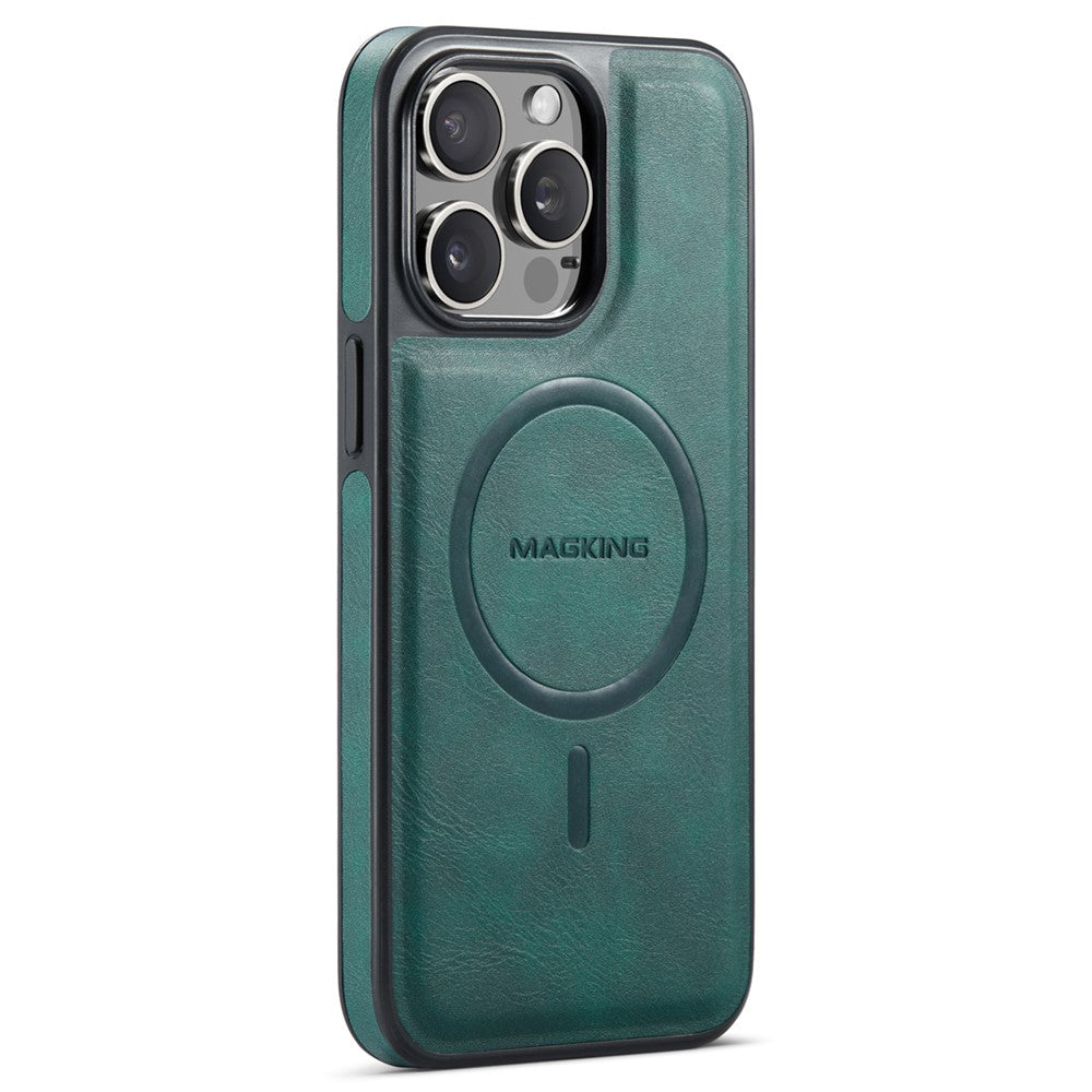 MAGKING K1 Series For iPhone 15 Pro Max Magnetic Case PC+TPU+PU Leather Shockproof Phone Cover