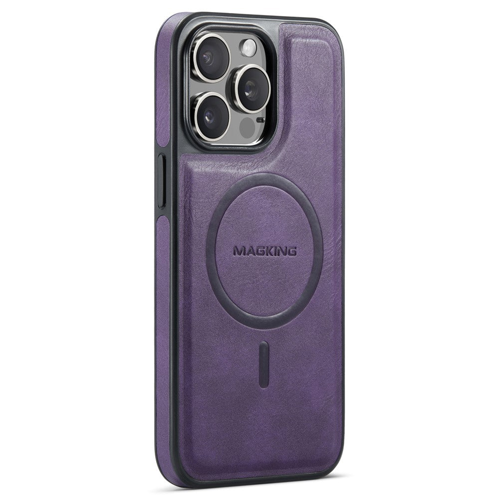 MAGKING K1 Series For iPhone 15 Pro Max Magnetic Case PC+TPU+PU Leather Shockproof Phone Cover