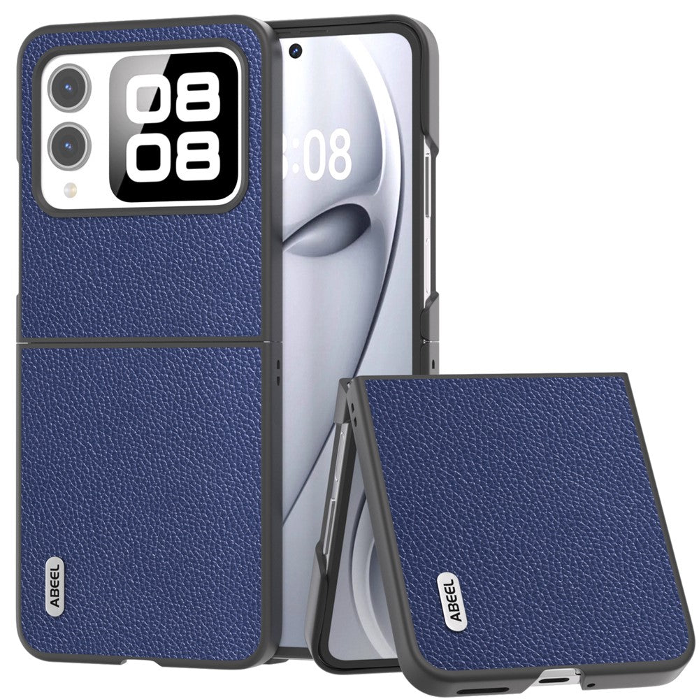 ABEEL For Huawei nova Flip 5G Case Litchi Texture Genuine Cow Leather+PC Phone Cover
