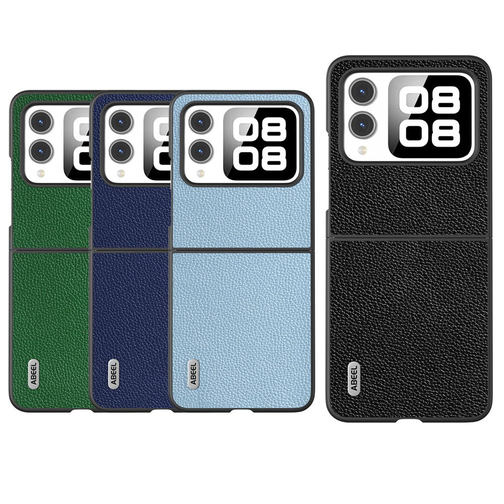 ABEEL For Huawei nova Flip 5G Case Litchi Texture Genuine Cow Leather+PC Phone Cover