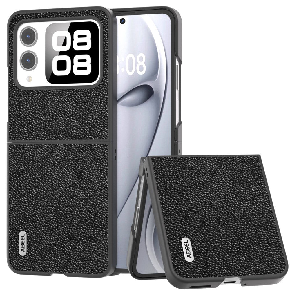 ABEEL For Huawei nova Flip 5G Case Litchi Texture Genuine Cow Leather+PC Phone Cover
