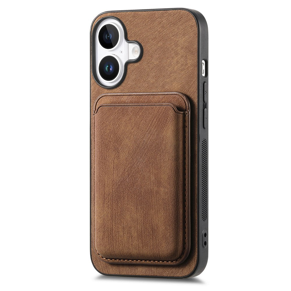 For iPhone 16 Case Compatible with MagSafe Leather Back Cover with Detachable Card Holder