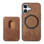 For iPhone 16 Case Compatible with MagSafe Leather Back Cover with Detachable Card Holder