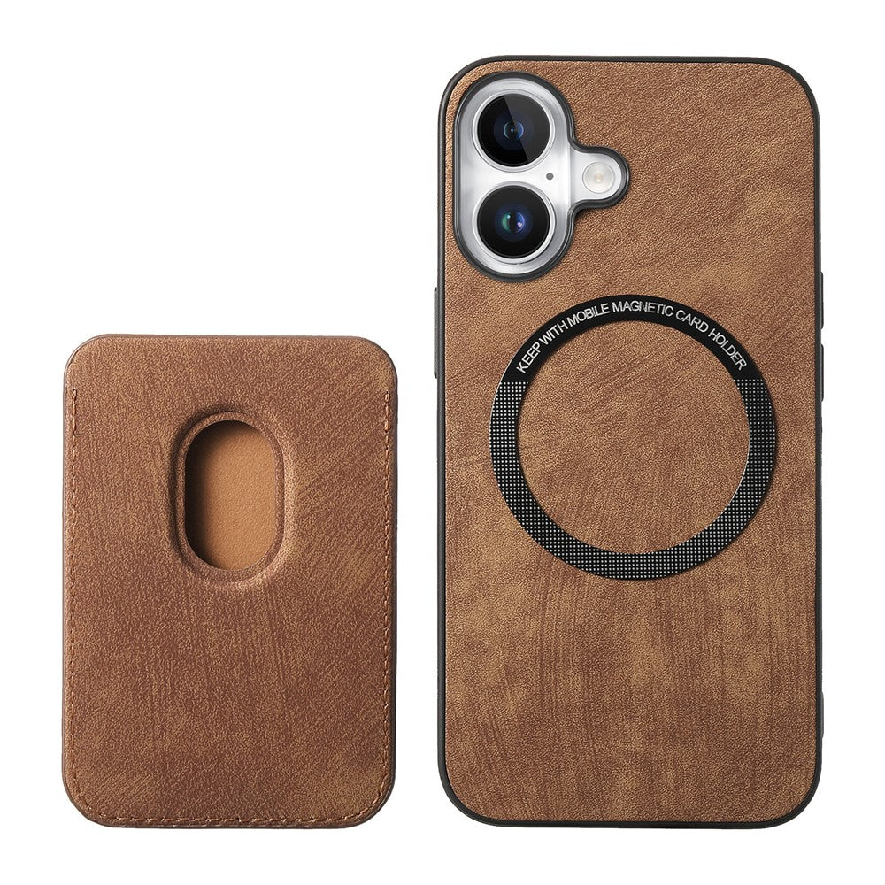 For iPhone 16 Case Compatible with MagSafe Leather Back Cover with Detachable Card Holder