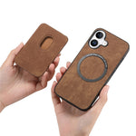 For iPhone 16 Case Compatible with MagSafe Leather Back Cover with Detachable Card Holder