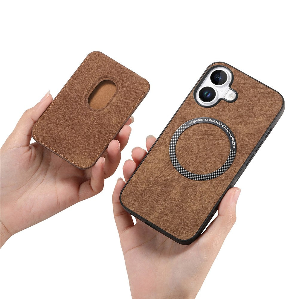 For iPhone 16 Case Compatible with MagSafe Leather Back Cover with Detachable Card Holder