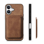 For iPhone 16 Case Compatible with MagSafe Leather Back Cover with Detachable Card Holder