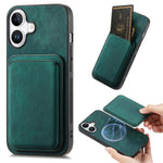 For iPhone 16 Case Compatible with MagSafe Leather Back Cover with Detachable Card Holder