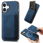 For iPhone 16 Case Compatible with MagSafe Leather Back Cover with Detachable Card Holder