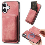 For iPhone 16 Case Compatible with MagSafe Leather Back Cover with Detachable Card Holder