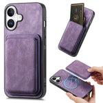 For iPhone 16 Case Compatible with MagSafe Leather Back Cover with Detachable Card Holder