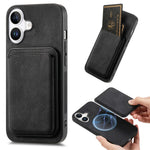 For iPhone 16 Case Compatible with MagSafe Leather Back Cover with Detachable Card Holder