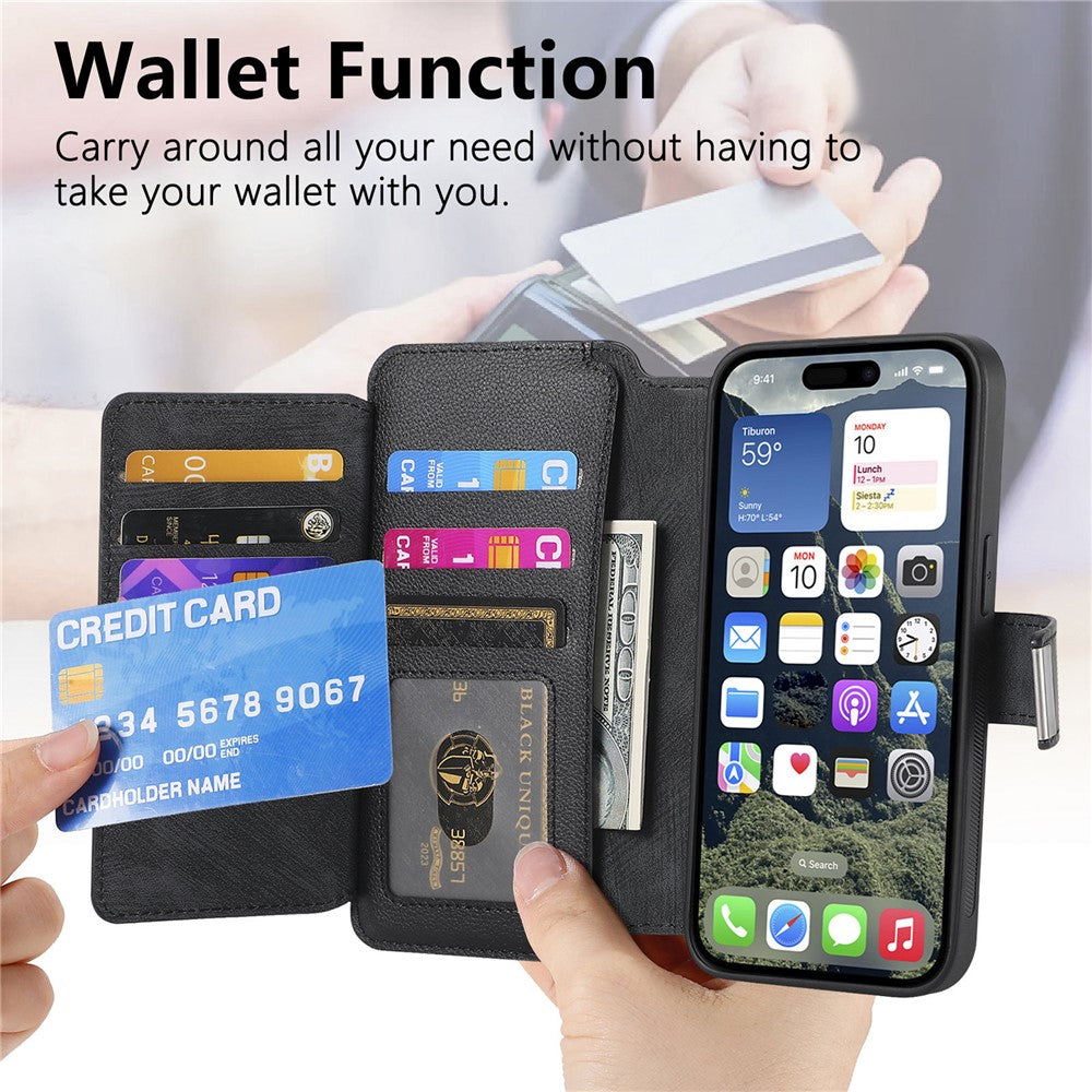 CASENEO MW-02 For iPhone 16 Leather Case Detachable Magnetic Phone Cover