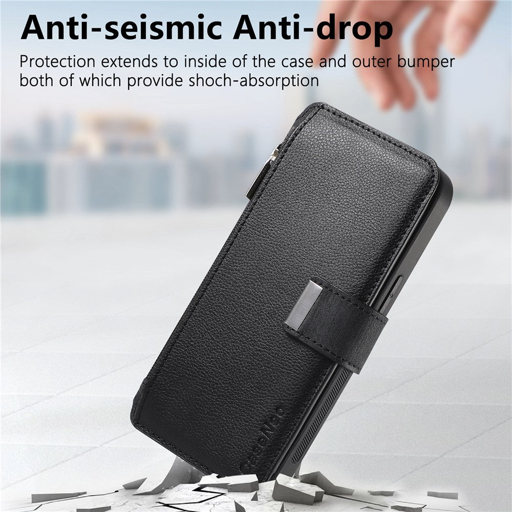 CASENEO MW-02 For iPhone 16 Leather Case Detachable Magnetic Phone Cover