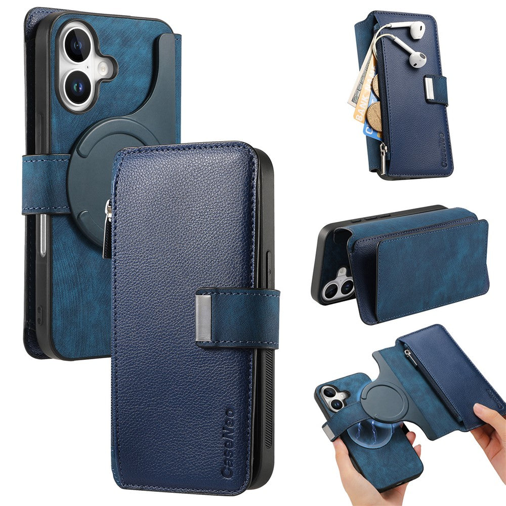 CASENEO MW-02 For iPhone 16 Leather Case Detachable Magnetic Phone Cover