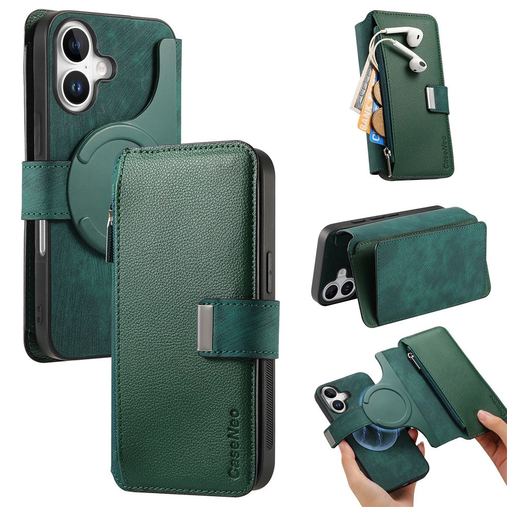 CASENEO MW-02 For iPhone 16 Leather Case Detachable Magnetic Phone Cover
