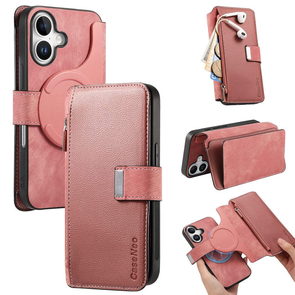 CASENEO MW-02 For iPhone 16 Leather Case Detachable Magnetic Phone Cover
