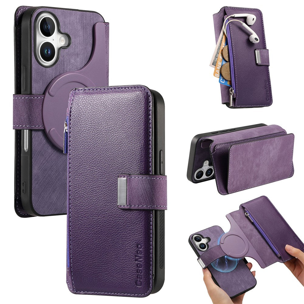 CASENEO MW-02 For iPhone 16 Leather Case Detachable Magnetic Phone Cover