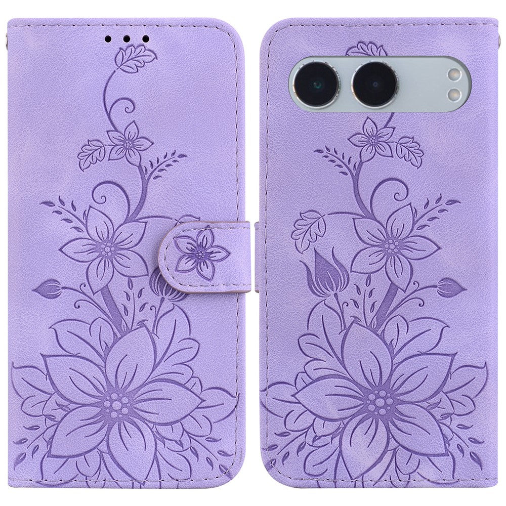 For OnePlus Nord 4 Case Lily Flower Imprint Leather Phone Cover with Stand