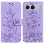 OnePlus Nord 4-skal Lily Flower Imprint Lädermobilskal med stativ