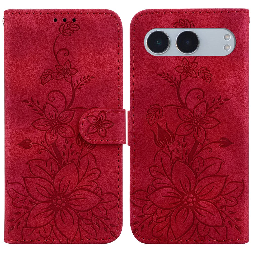 OnePlus Nord 4-skal Lily Flower Imprint Lädermobilskal med stativ