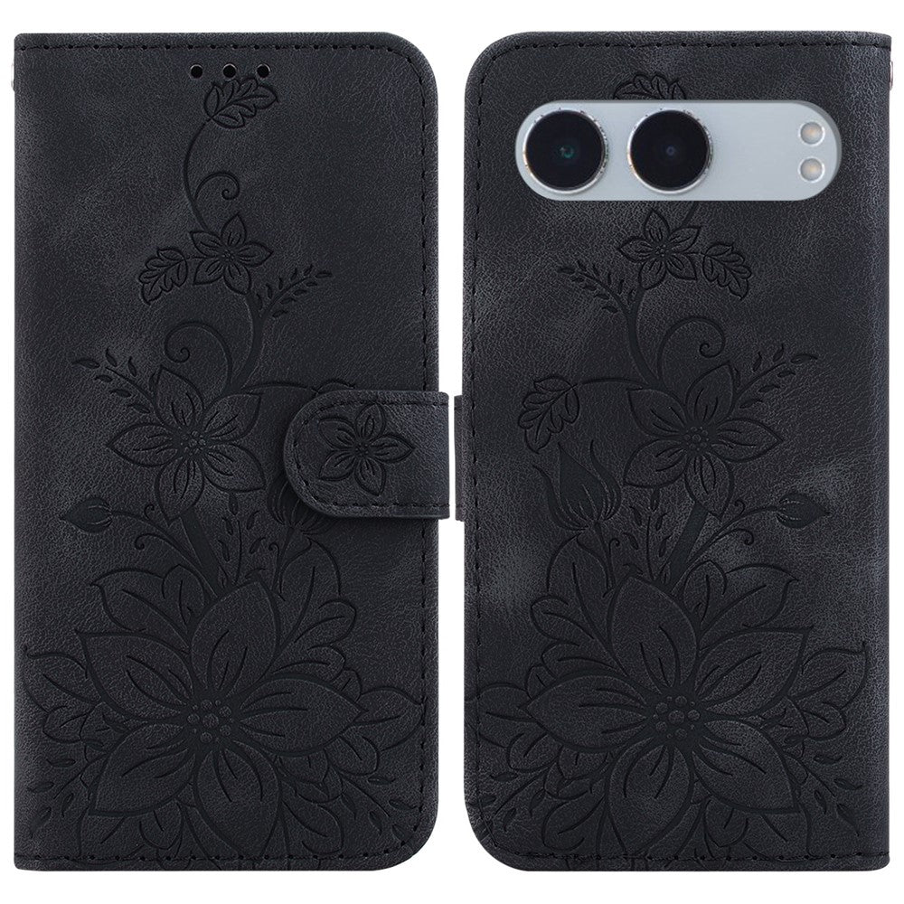 OnePlus Nord 4-skal Lily Flower Imprint Lädermobilskal med stativ