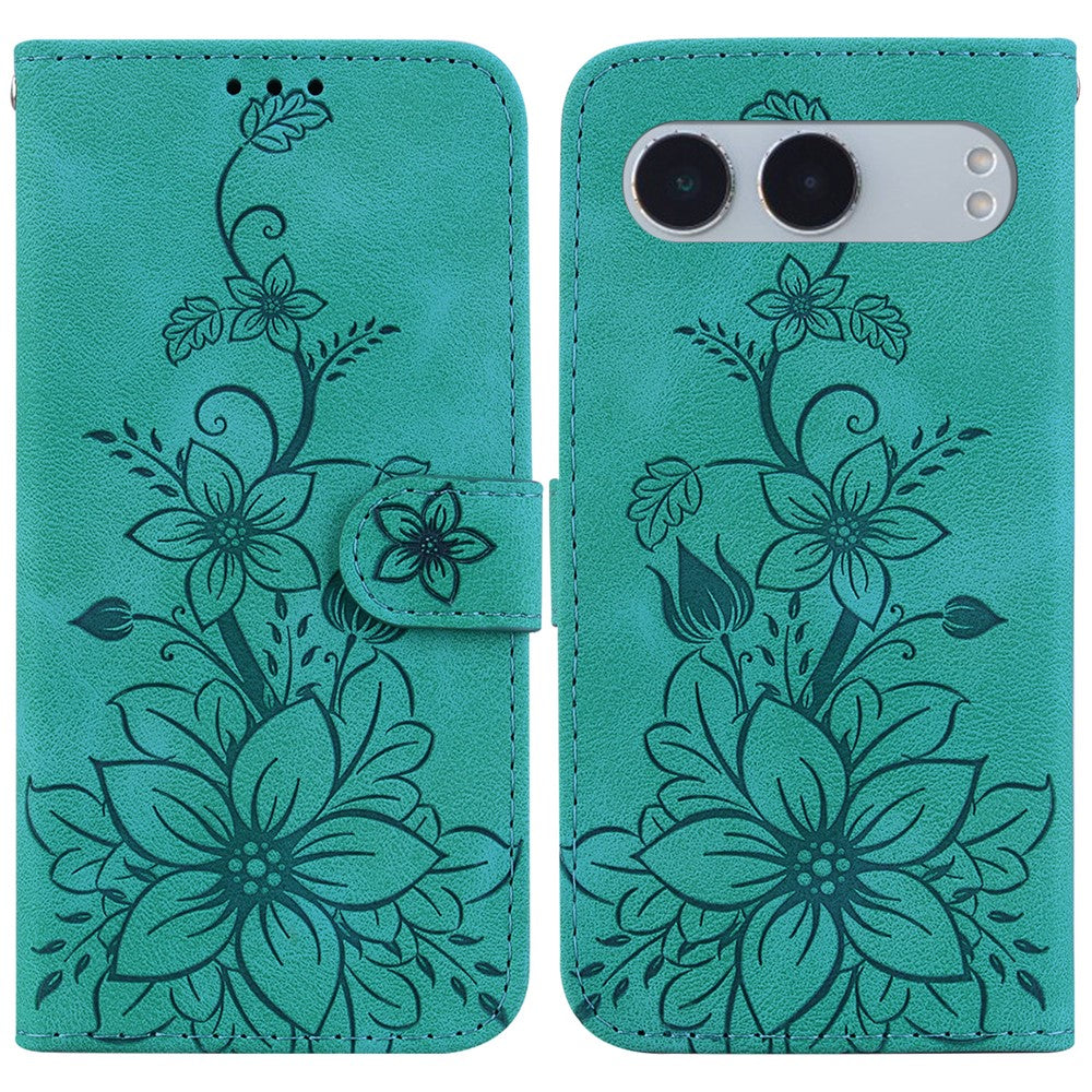OnePlus Nord 4-skal Lily Flower Imprint Lädermobilskal med stativ