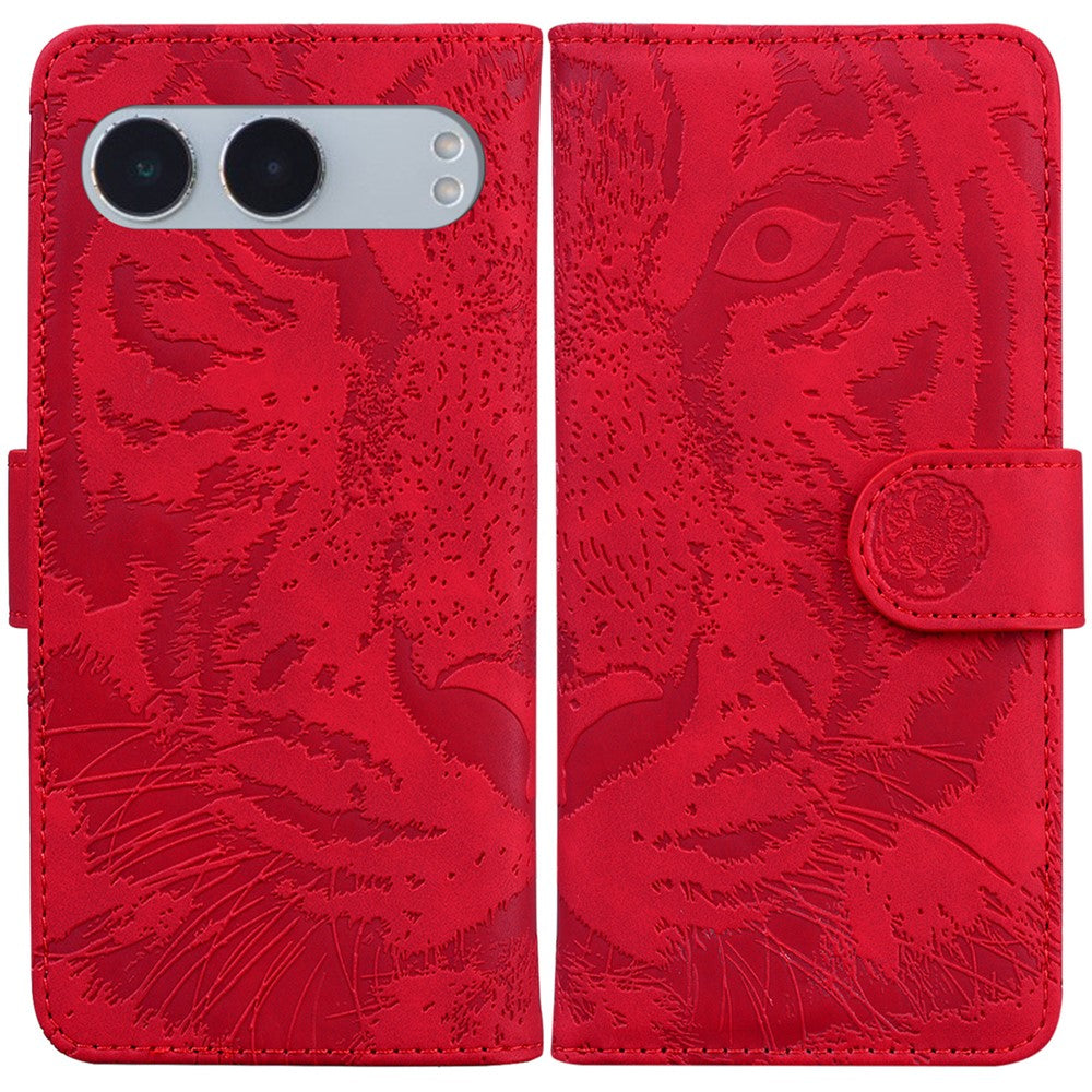 OnePlus Nord 4-skal Tiger Imprint läderplånboksfodral