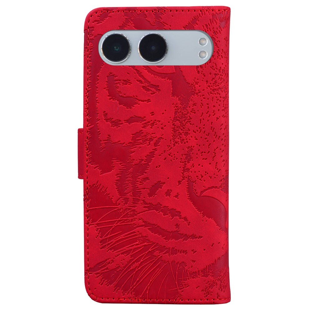 OnePlus Nord 4-skal Tiger Imprint läderplånboksfodral