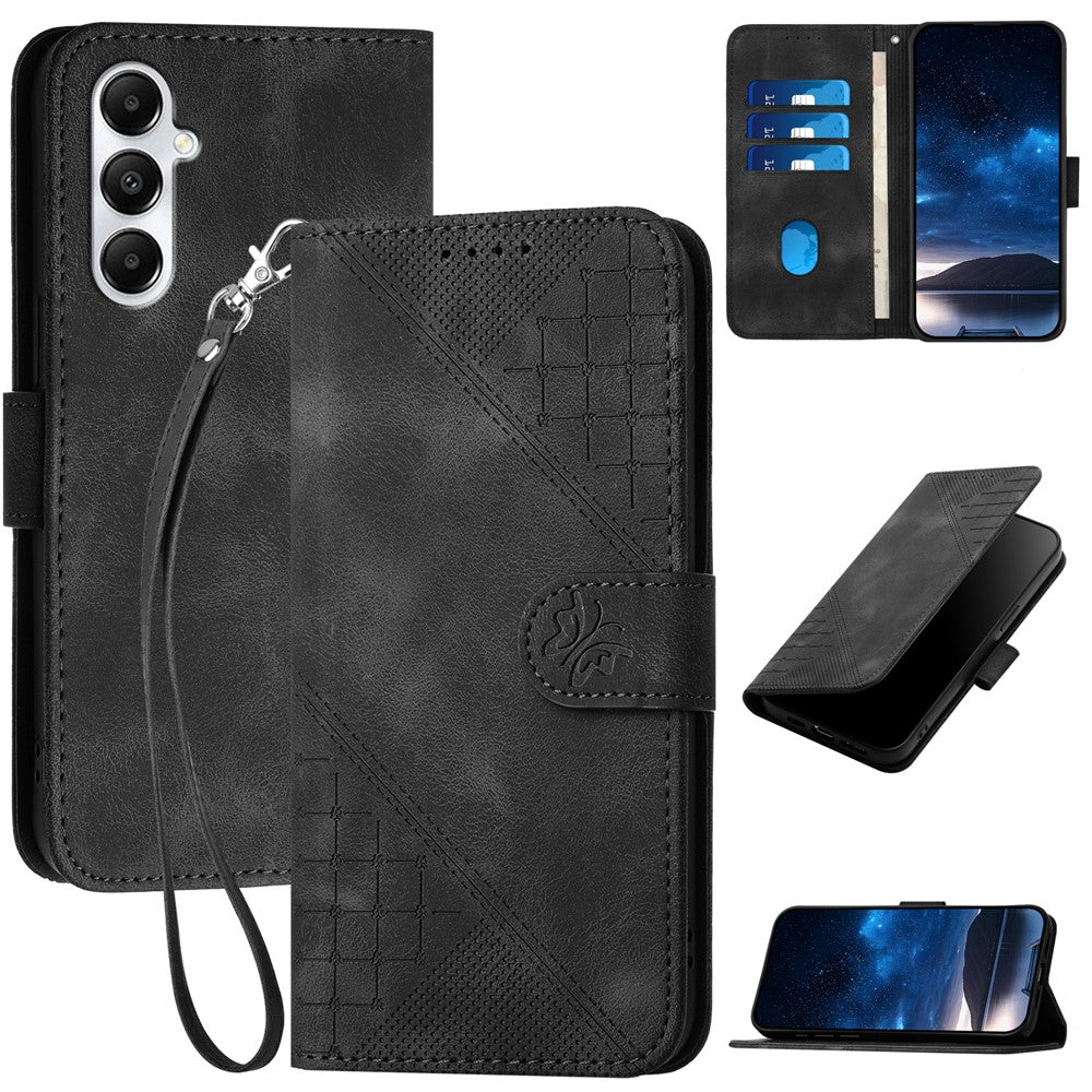 Til Samsung Galaxy A05s 4G Læderpung Etui Sommerfugl Blomst Trykt Telefoncover med Rem