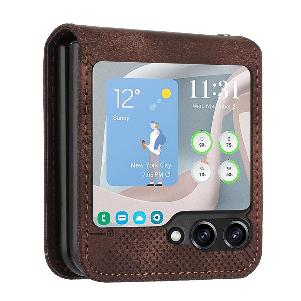 For Samsung Galaxy Z Flip7 FE 5G / Z Flip6 5G Leather Wallet Case Butterfly Flower Imprinted Phone Cover with Strap